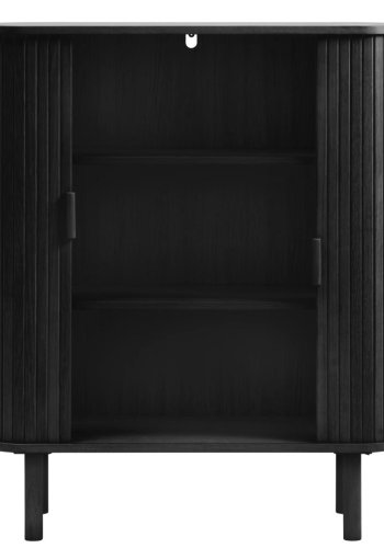 Cavo skab, m. 2 skydelger og 2 hylder - sort egetr