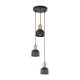 TK Cairo loftlampe, m. 3 skrme - natur tr og sort metal