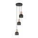 TK Cairo loftlampe, m. 3 skrme - natur tr og sort metal