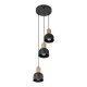 TK Cairo loftlampe, m. 3 skrme - natur tr og sort metal