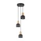 TK Cairo loftlampe, m. 3 skrme - natur tr og sort metal