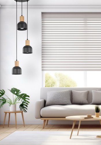 TK Cairo loftlampe, m. 3 skrme - natur tr og sort metal