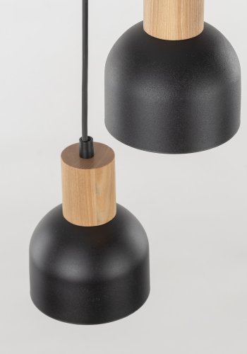 TK Cairo loftlampe, m. 3 skrme - natur tr og sort metal