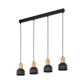 TK Cairo loftlampe, m. 4 skrme - natur tr og sort metal