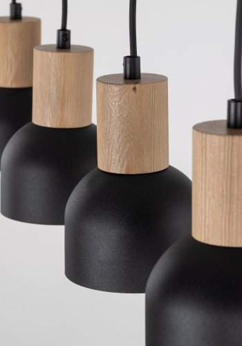 TK Cairo loftlampe, m. 4 skrme - natur tr og sort metal