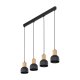 TK Cairo loftlampe, m. 4 skrme - natur tr og sort metal