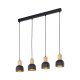 TK Cairo loftlampe, m. 4 skrme - natur tr og sort metal