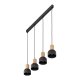 TK Cairo loftlampe, m. 4 skrme - natur tr og sort metal