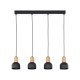 TK Cairo loftlampe, m. 4 skrme - natur tr og sort metal