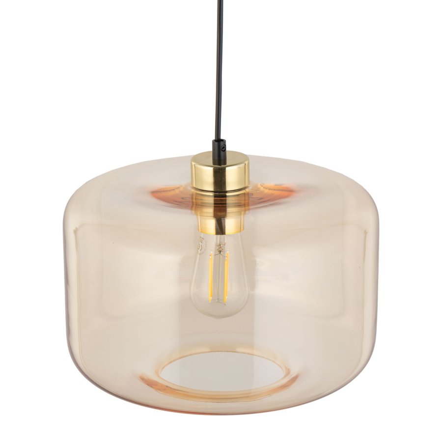 TK Alma loftlampe - rav glas, guld metalplast og sort plast