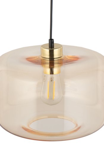 TK Alma loftlampe - rav glas, guld metalplast og sort plast