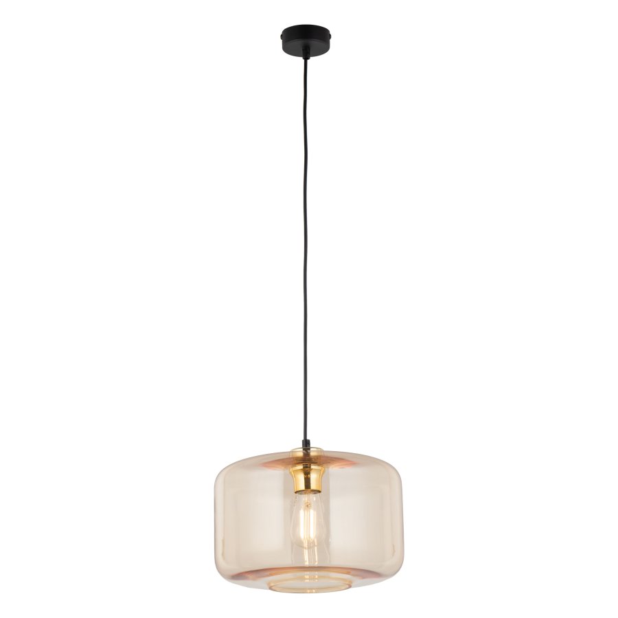 TK Alma loftlampe - rav glas, guld metalplast og sort plast