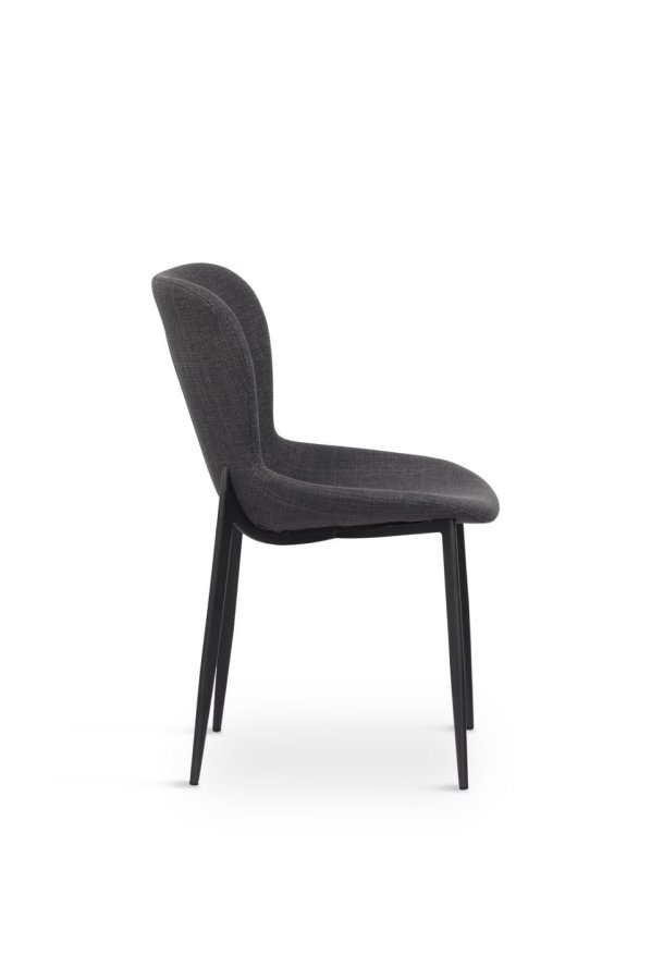 Ross spisebordsstol - mrkegr stof og sorte ben
