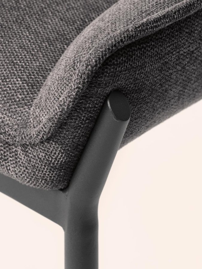 Calgary spisebordsstol - mrkegr stof og sorte ben