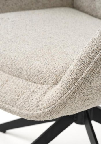 Lynn drejestol, m. armln - offwhite melange polyester og sorte ben