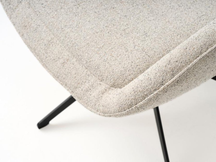 Lynn drejestol, m. armln - offwhite melange polyester og sorte ben
