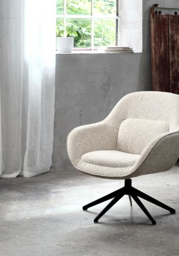 Lynn drejestol, m. armln - offwhite melange polyester og sorte ben