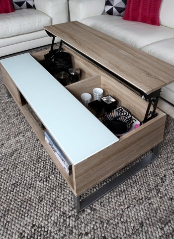 ACT NORDIC Azalea sofabord - natur/hvid tr, m. plads til opbevaring