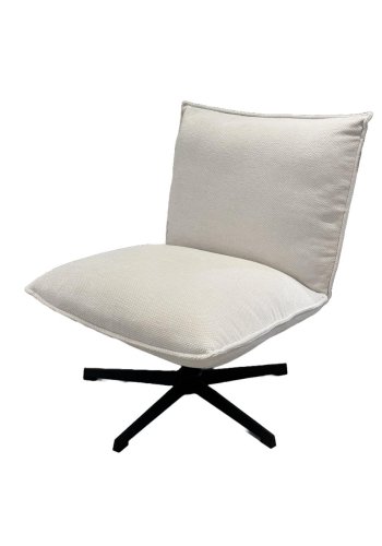 Fraser loungestol - offwhite chenille og sorte ben