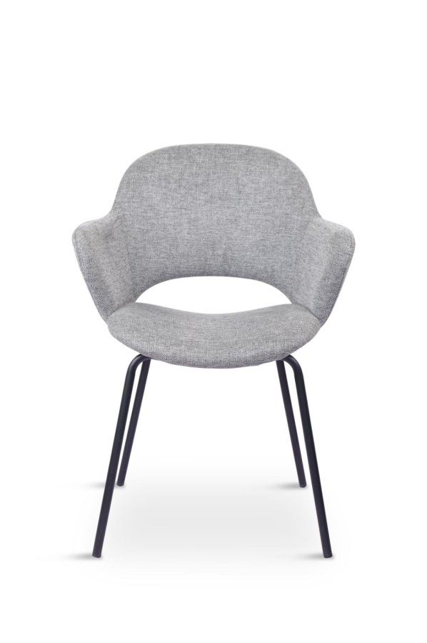 Rowley spisebordsstol, m. armln - gr stof og sort metal