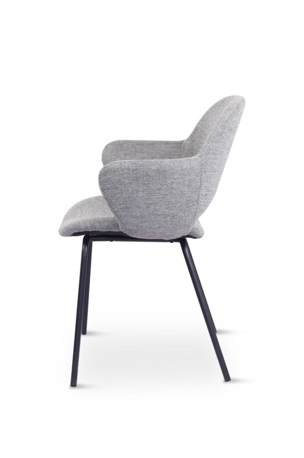 Rowley spisebordsstol, m. armln - gr stof og sort metal