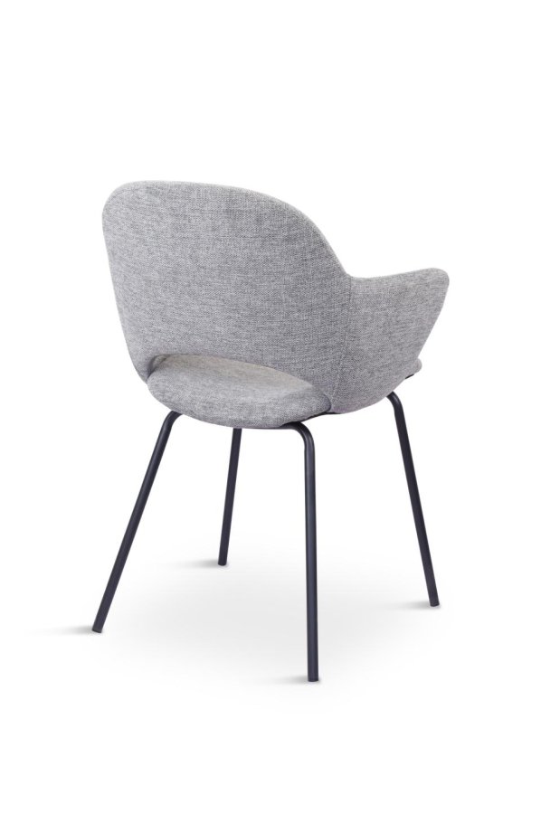 Rowley spisebordsstol, m. armln - gr stof og sort metal