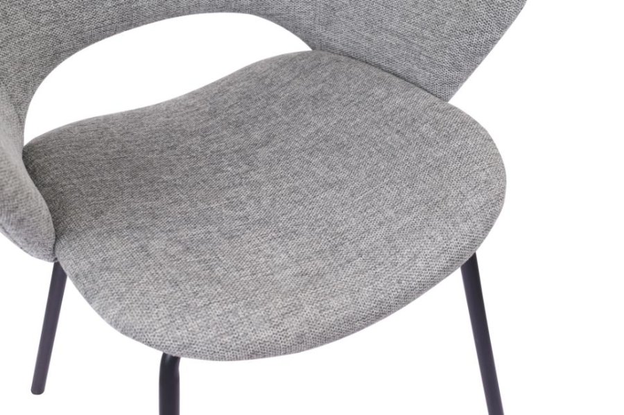 Rowley spisebordsstol, m. armln - gr stof og sort metal