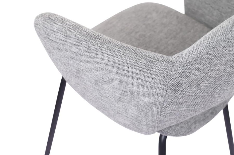 Rowley spisebordsstol, m. armln - gr stof og sort metal