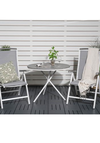 VENTURE DESIGN havest, m. Parma bord ( 90) og 2 Albany stole, m. armln - hvid alu/gr textilene