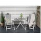 VENTURE DESIGN havest, m. Parma bord ( 90) og 2 Albany stole, m. armln - hvid alu/gr textilene