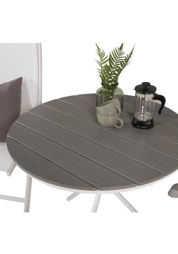 VENTURE DESIGN havest, m. Parma bord ( 90) og 2 Albany stole, m. armln - hvid alu/hvid textilene