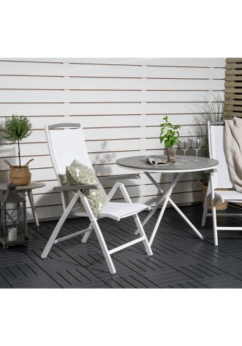 VENTURE DESIGN havest, m. Parma bord ( 90) og 2 Albany stole, m. armln - hvid alu/hvid textilene