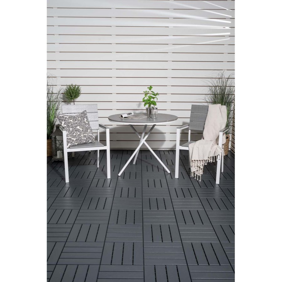 VENTURE DESIGN havest, m. Parma cafébord ( 90) og 2 Levels stole m. armln - hvid alu/gr aintwood