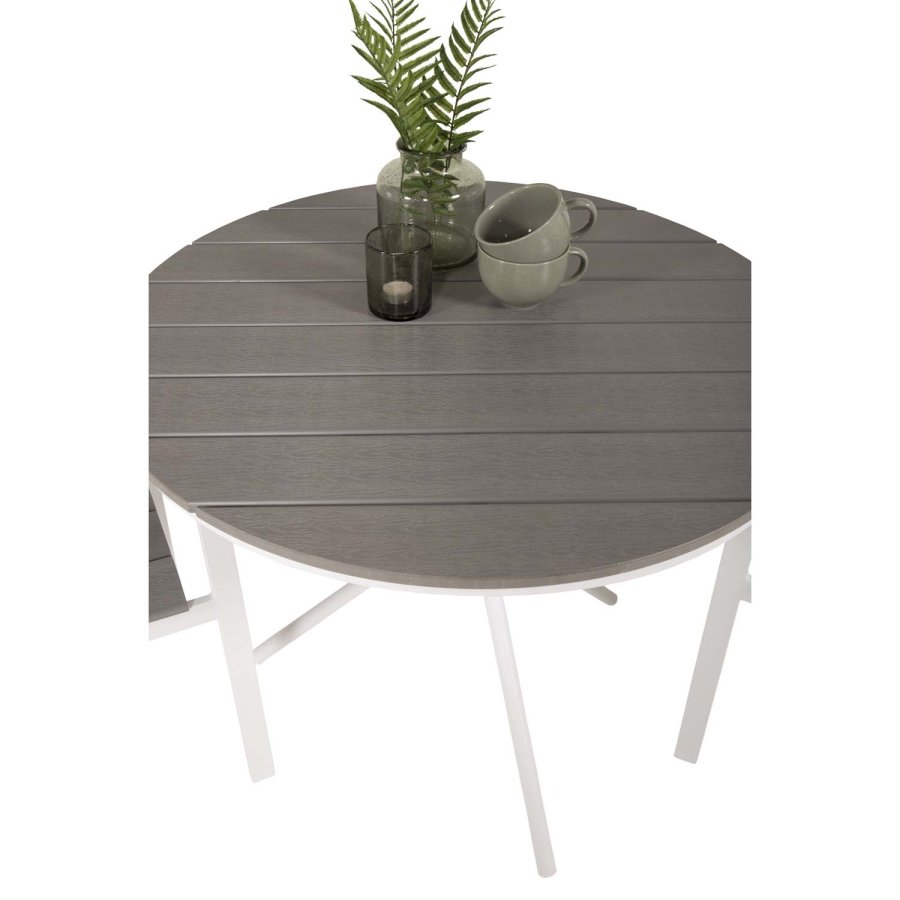 VENTURE DESIGN havest, m. Parma cafébord ( 90) og 2 Levels stole m. armln - hvid alu/gr aintwood