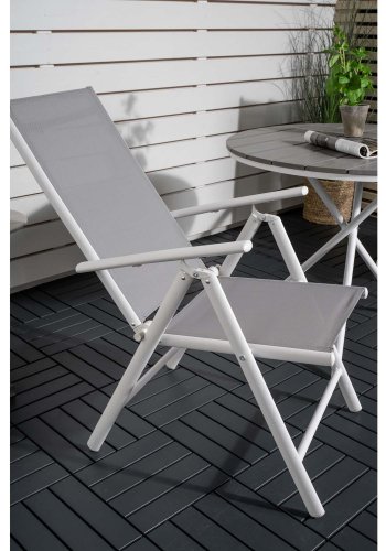 VENTURE DESIGN havest m. Parma Cafébord ( 90) og 2 Break stole m. armln - hvid alu/gr textilene