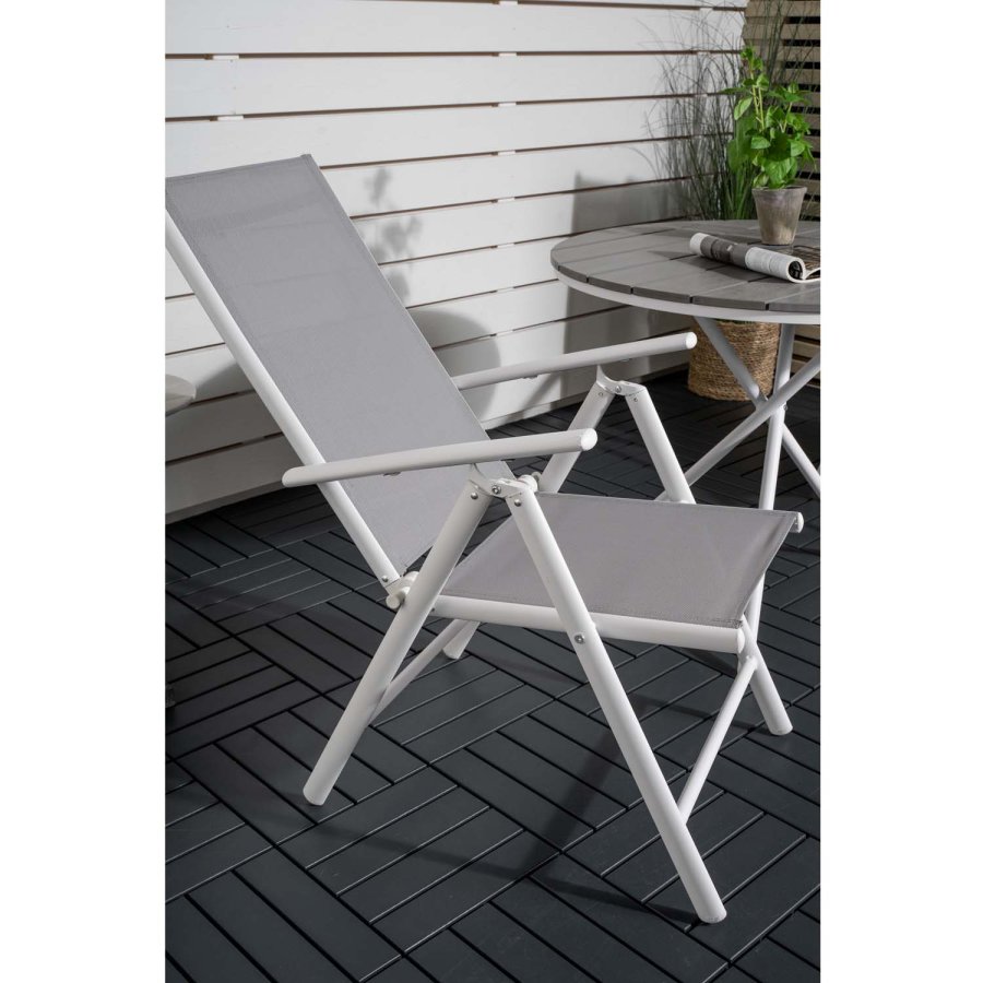 VENTURE DESIGN havest m. Parma Cafébord ( 90) og 2 Break stole m. armln - hvid alu/gr textilene