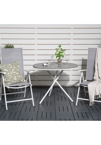 VENTURE DESIGN havest m. Parma Cafébord ( 90) og 2 Break stole m. armln - hvid alu/gr textilene