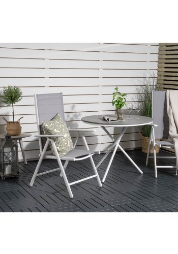 VENTURE DESIGN havest m. Parma Cafébord ( 90) og 2 Break stole m. armln - hvid alu/gr textilene