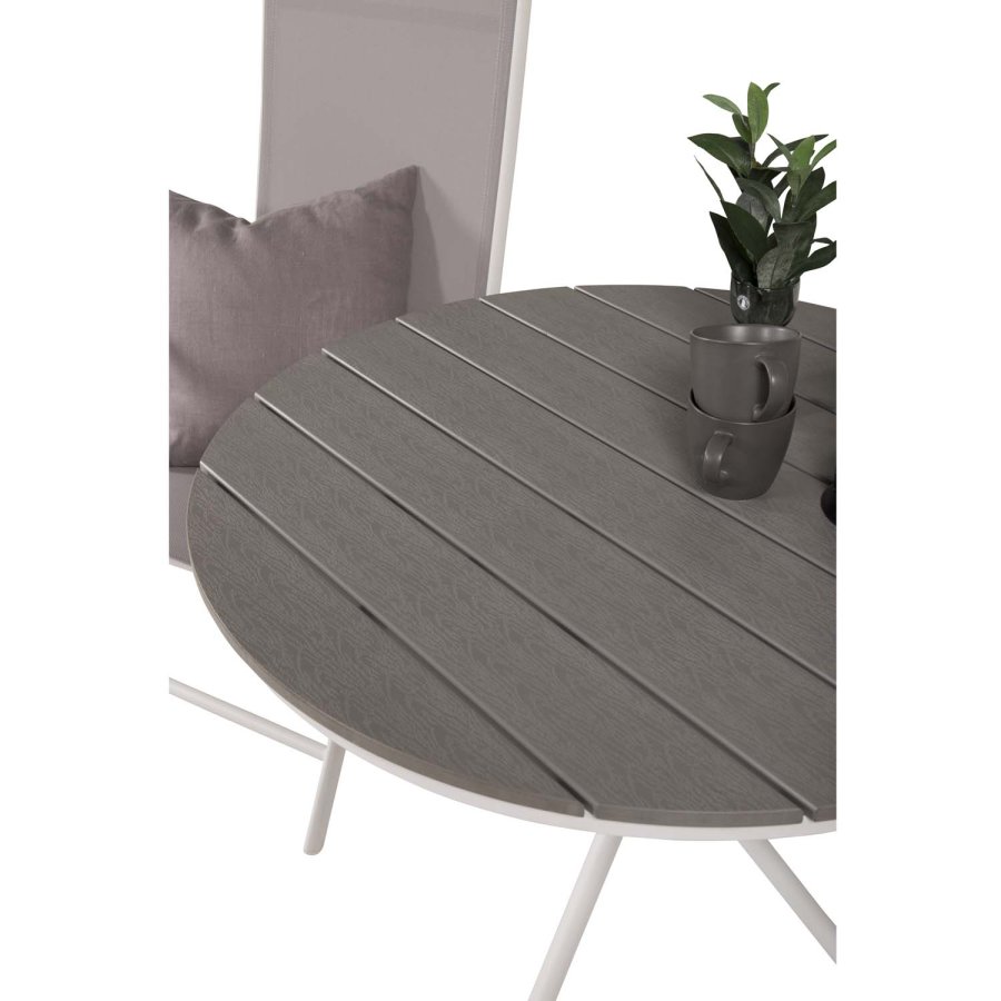 VENTURE DESIGN havest m. Parma Cafébord ( 90) og 2 Break stole m. armln - hvid alu/gr textilene