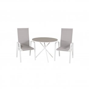 VENTURE DESIGN havest m. Parma bord ( 90) og 2 Copacabana stole m. recliner - hvid alu/gr textile