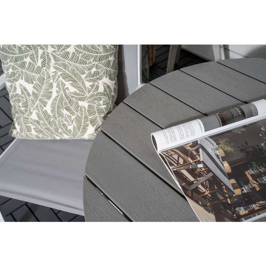 VENTURE DESIGN havest m. Parma bord ( 90) og 2 Copacabana stole m. recliner - hvid alu/gr textile