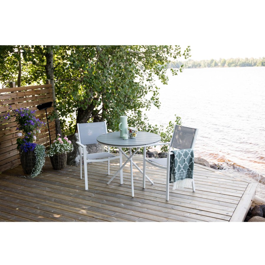 VENTURE DESIGN havest m. Parma bord (90) og 2 Copacabana stole m. armln - gr aintwood/textilene