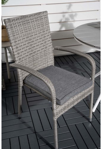 VENTURE DESIGN havest m. Parma bord ( 90) og 2 Anna stole m. armln - hvid alu/gr rattan/aintwood