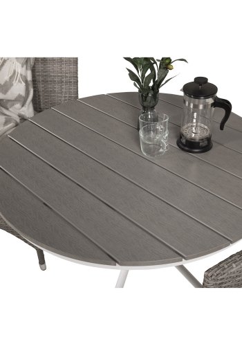 VENTURE DESIGN havest m. Parma bord ( 90) og 2 Malin stole m. armln + hynde - gr aintwood/rattan