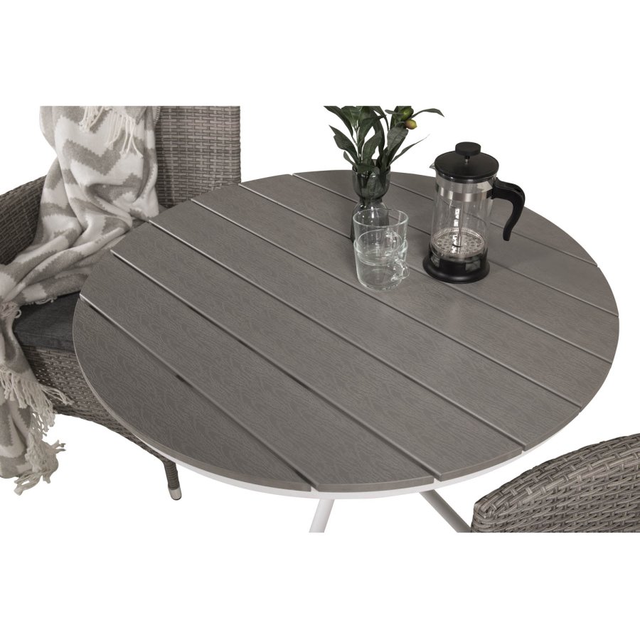 VENTURE DESIGN havest m. Parma bord ( 90) og 2 Malin stole m. armln + hynde - gr aintwood/rattan