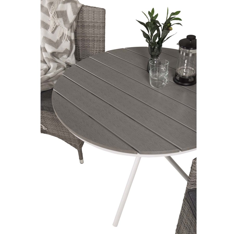 VENTURE DESIGN havest m. Parma bord ( 90) og 2 Malin stole m. armln + hynde - gr aintwood/rattan