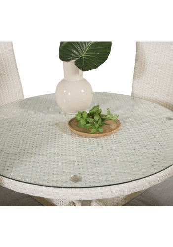 VENTURE DESIGN havest m. Volta bord ( 90) og 4 Padova stole m. recliner + hynde - hvid rattan/glas