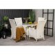 VENTURE DESIGN havest m. Volta bord ( 90) og 4 Padova stole m. recliner + hynde - hvid rattan/glas