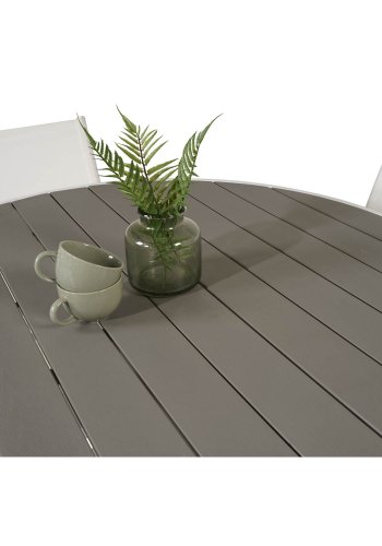 VENTURE DESIGN havest m. Parma bord ( 140) og 4 Santorini stole m. armln - hvid alu/textilene