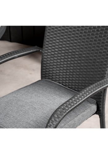 VENTURE DESIGN havest m. Parma bord (140) og 4 Anna stole m. armln - sort alu/rattan/gr aintwood